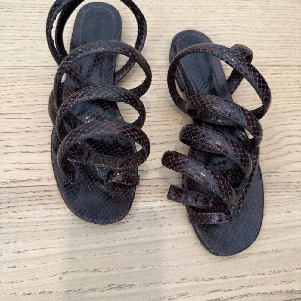 Bottega Python Embossed Leather Sandals - image 4